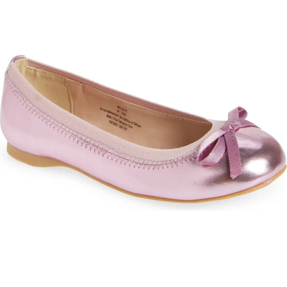 Nordstrom Elise Ballet Flat Pink Light Metallic - Size 1M Girl - EUC